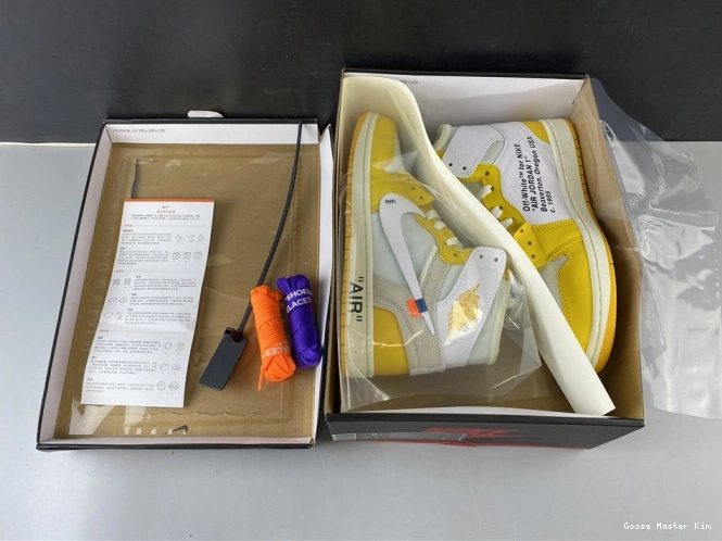 Off-White 1 Air Powder x White Jordan AQ0818-149 Dark NRG Yellow-Cone 0802